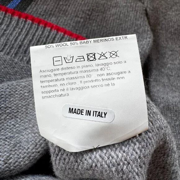 Golden Goose Deluxe Brand Men’s Wool Sweater – Gray with Red Trim (Size XL) - Picture 8 of 8